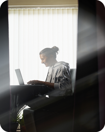 Female working from home on laptop